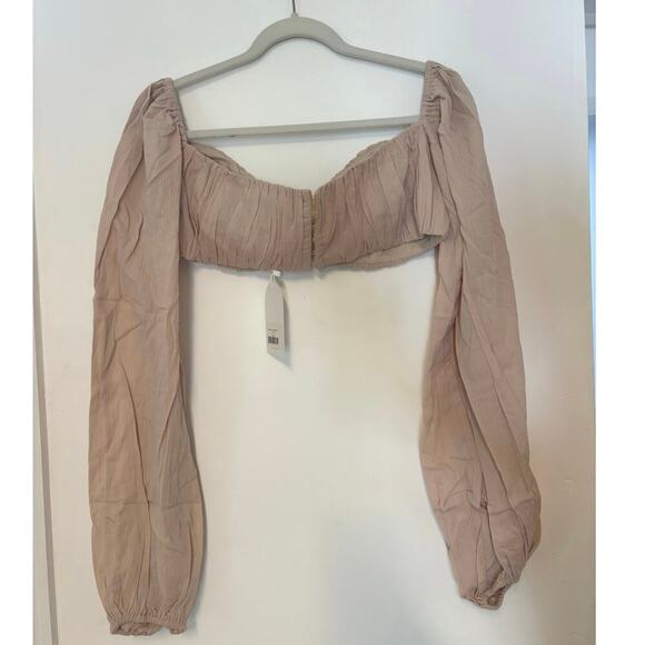 NWT Rumer Camille Long Sleeve Crop Top In Nude Size Large - Picture 6 of 6